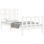 Weißer Massivholzbettrahmen mit Kopfteil 90x200 cm von vidaXL, Betten und Lattenroste - Ref: Foro24-3192217, Preis: 105,25 €,...