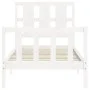 Weißer Massivholzbettrahmen mit Kopfteil 90x200 cm von vidaXL, Betten und Lattenroste - Ref: Foro24-3192217, Preis: 103,90 €,...