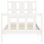 Weißer Massivholzbettrahmen mit Kopfteil 90x200 cm von vidaXL, Betten und Lattenroste - Ref: Foro24-3192217, Preis: 105,25 €,...