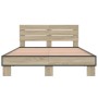 Estructura cama madera ingeniería metal roble Sonoma 120x200 cm