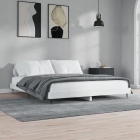 White engineered wood bed frame 200x200 cm by vidaXL, Beds and slatted bases - Ref: Foro24-832213, Price: 112,65 €, Discount: %