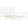 Double bed frame with white solid wood headboard by vidaXL, Beds and slatted bases - Ref: Foro24-3192202, Price: 134,87 €, Di...