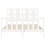 Doppelbettgestell mit weißem Massivholz-Kopfteil von vidaXL, Betten und Lattenroste - Ref: Foro24-3192202, Preis: 134,87 €, R...