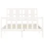 Double bed frame with white solid wood headboard by vidaXL, Beds and slatted bases - Ref: Foro24-3192202, Price: 133,14 €, Di...