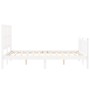 Double bed frame with white solid wood headboard by vidaXL, Beds and slatted bases - Ref: Foro24-3192202, Price: 134,87 €, Di...