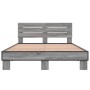 Estructura cama madera ingeniería metal gris Sonoma 120x200 cm