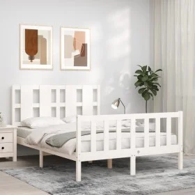 Estructura de cama con cabecero madera maciza blanco 140x200 cm de vidaXL, Camas y somieres - Ref: Foro24-3192232, Precio: 13...