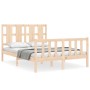 Bed frame with solid wood headboard 120x200 cm by vidaXL, Beds and slatted bases - Ref: Foro24-3192226, Price: 122,85 €, Disc...