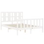 Weißer Massivholzbettrahmen mit Kopfteil 140x200 cm von vidaXL, Betten und Lattenroste - Ref: Foro24-3192232, Preis: 138,44 €...