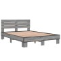 Estructura cama madera ingeniería metal gris Sonoma 120x190 cm