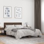 Estructura cama madera ingeniería metal marrón roble 135x190 cm