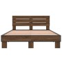 Estructura cama madera ingeniería metal marrón roble 135x190 cm