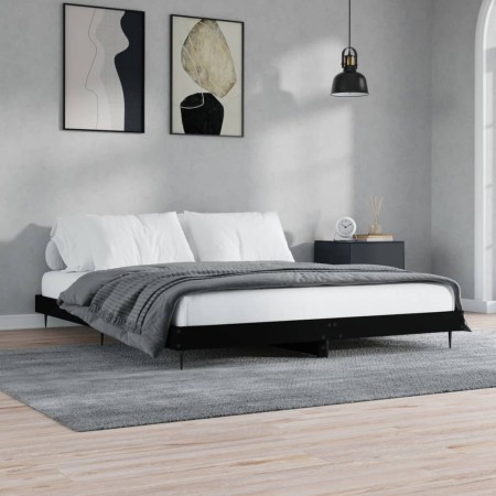 Estructura de cama madera de ingeniería negra 160x200 cm de vidaXL, Camas y somieres - Ref: Foro24-832230, Precio: 112,53 €, ...