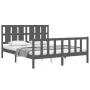 Double bed frame with gray solid wood headboard by vidaXL, Beds and slatted bases - Ref: Foro24-3192238, Price: 160,63 €, Dis...