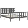 Double bed frame with gray solid wood headboard by vidaXL, Beds and slatted bases - Ref: Foro24-3192238, Price: 160,63 €, Dis...