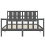 Double bed frame with gray solid wood headboard by vidaXL, Beds and slatted bases - Ref: Foro24-3192238, Price: 162,61 €, Dis...