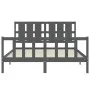 Estructura de cama matrimonio con cabecero madera maciza gris de vidaXL, Camas y somieres - Ref: Foro24-3192238, Precio: 160,...