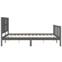 Double bed frame with gray solid wood headboard by vidaXL, Beds and slatted bases - Ref: Foro24-3192238, Price: 162,61 €, Dis...