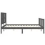 Estructura de cama matrimonio con cabecero madera maciza gris de vidaXL, Camas y somieres - Ref: Foro24-3192238, Precio: 160,...