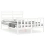 Double bed frame with white solid wood headboard by vidaXL, Beds and slatted bases - Ref: Foro24-3192007, Price: 126,42 €, Di...