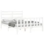 Double bed frame with white solid wood headboard by vidaXL, Beds and slatted bases - Ref: Foro24-3192007, Price: 126,42 €, Di...