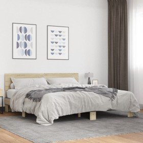Estructura cama madera ingeniería metal roble Sonoma 200x200 cm en Camas y somieres | Comprar online en Foro24