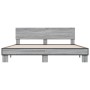 Estructura cama madera ingeniería metal gris Sonoma 200x200 cm