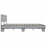Estructura cama madera ingeniería metal gris Sonoma 200x200 cm