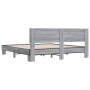 Estructura cama madera ingeniería metal gris Sonoma 200x200 cm