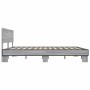 Estructura cama madera ingeniería metal gris Sonoma 180x200 cm