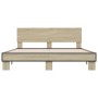 Estructura cama madera ingeniería metal roble Sonoma 160x200 cm