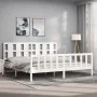 White solid wood bed frame with headboard 180x200 cm by vidaXL, Beds and slatted bases - Ref: Foro24-3192247, Price: 173,13 €...