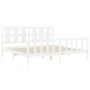 White solid wood bed frame with headboard 180x200 cm by vidaXL, Beds and slatted bases - Ref: Foro24-3192247, Price: 173,13 €...