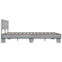 Estructura cama madera ingeniería metal gris Sonoma 160x200 cm