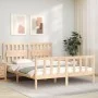 Double bed frame with solid wood headboard by vidaXL, Beds and slatted bases - Ref: Foro24-3192431, Price: 159,76 €, Discount: %