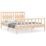 Double bed frame with solid wood headboard by vidaXL, Beds and slatted bases - Ref: Foro24-3192431, Price: 162,07 €, Discount: %
