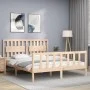 Double bed frame with solid wood headboard by vidaXL, Beds and slatted bases - Ref: Foro24-3192431, Price: 159,76 €, Discount: %
