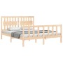 Double bed frame with solid wood headboard by vidaXL, Beds and slatted bases - Ref: Foro24-3192431, Price: 162,07 €, Discount: %