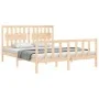 Double bed frame with solid wood headboard by vidaXL, Beds and slatted bases - Ref: Foro24-3192431, Price: 159,76 €, Discount: %