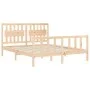 Double bed frame with solid wood headboard by vidaXL, Beds and slatted bases - Ref: Foro24-3192431, Price: 159,76 €, Discount: %
