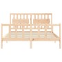 Double bed frame with solid wood headboard by vidaXL, Beds and slatted bases - Ref: Foro24-3192431, Price: 162,07 €, Discount: %