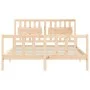 Double bed frame with solid wood headboard by vidaXL, Beds and slatted bases - Ref: Foro24-3192431, Price: 159,76 €, Discount: %