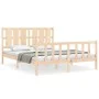 Double bed frame with solid wood headboard by vidaXL, Beds and slatted bases - Ref: Foro24-3192236, Price: 162,41 €, Discount: %
