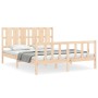 Estructura de cama de matrimonio con cabecero madera maciza de vidaXL, Camas y somieres - Ref: Foro24-3192236, Precio: 164,79...