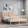 Estructura de cama de matrimonio con cabecero madera maciza de vidaXL, Camas y somieres - Ref: Foro24-3192236, Precio: 164,79...