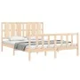 Double bed frame with solid wood headboard by vidaXL, Beds and slatted bases - Ref: Foro24-3192236, Price: 162,41 €, Discount: %