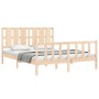 Estructura de cama de matrimonio con cabecero madera maciza de vidaXL, Camas y somieres - Ref: Foro24-3192236, Precio: 164,79...