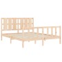 Estructura de cama de matrimonio con cabecero madera maciza de vidaXL, Camas y somieres - Ref: Foro24-3192236, Precio: 164,79...
