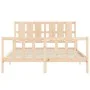 Double bed frame with solid wood headboard by vidaXL, Beds and slatted bases - Ref: Foro24-3192236, Price: 162,41 €, Discount: %
