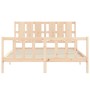 Estructura de cama de matrimonio con cabecero madera maciza de vidaXL, Camas y somieres - Ref: Foro24-3192236, Precio: 164,79...